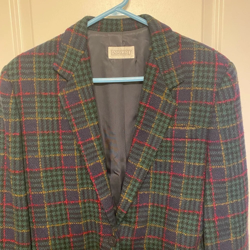 Lands' End Women’s Wool Plaid Blazer - Multicolor